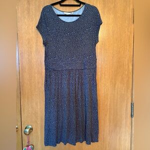 Boden fit and flare jersey dress, 12R US, gray and navy print
